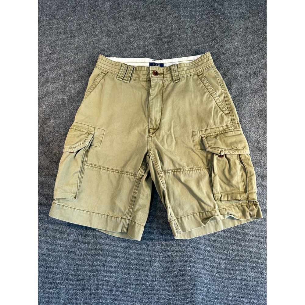 Polo Ralph Lauren Mens 31 Cargo Shorts Olive Green‎ Khaki Cotton Utility Baggy